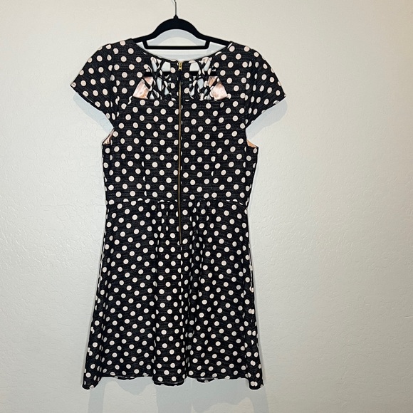 Anthropologie Maeve Polka Dots Dress Black and White with cutouts size 12 - Picture 10 of 15